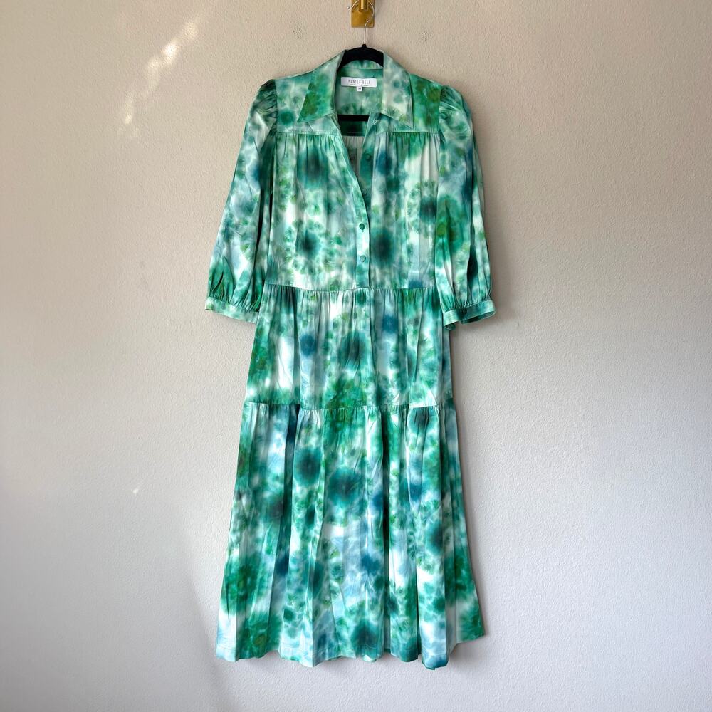Hunter Bell Clayton Dress in Green Tie Dye Size XS - Picture 2 of 5